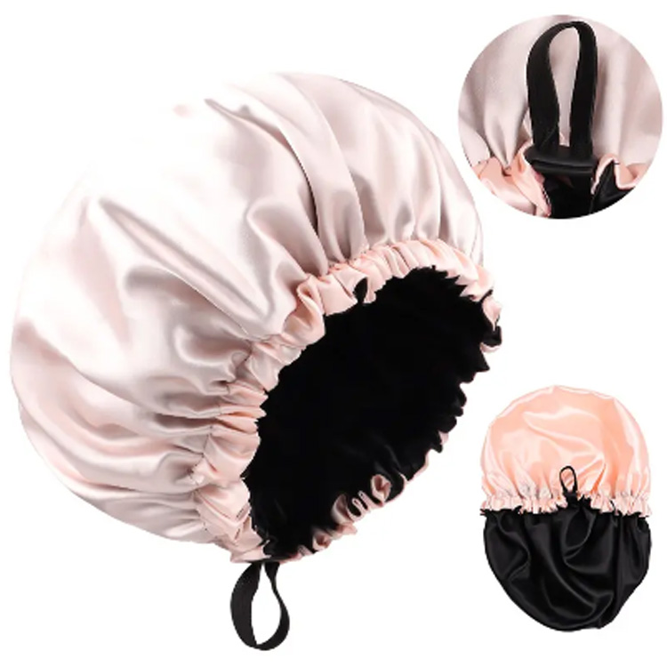 Adjustable Double Layer Bonnet Women Round Shower Caps