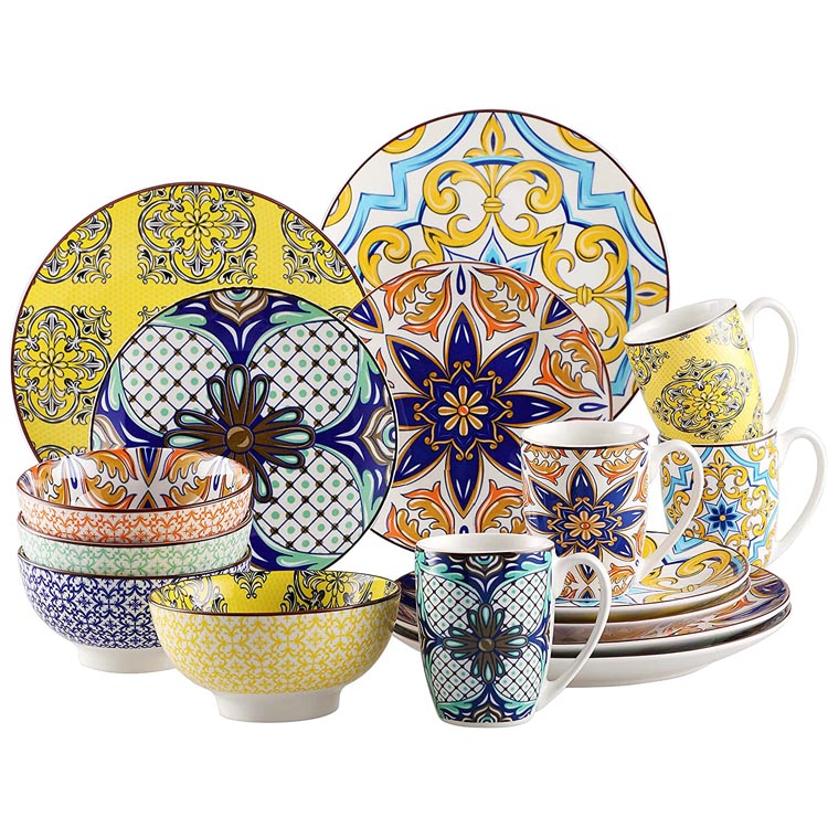 Arabic Style Colorful Plates and Bowls Porcelain Dinnerware