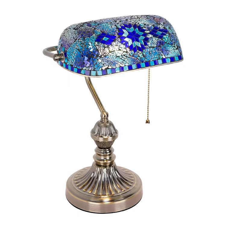 Decoration Stained Glass Bankers Mosaic Style Table Lamp