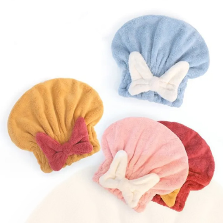 Microfiber Hair Drying with Bow-Knot Shower Hat Hair Turban