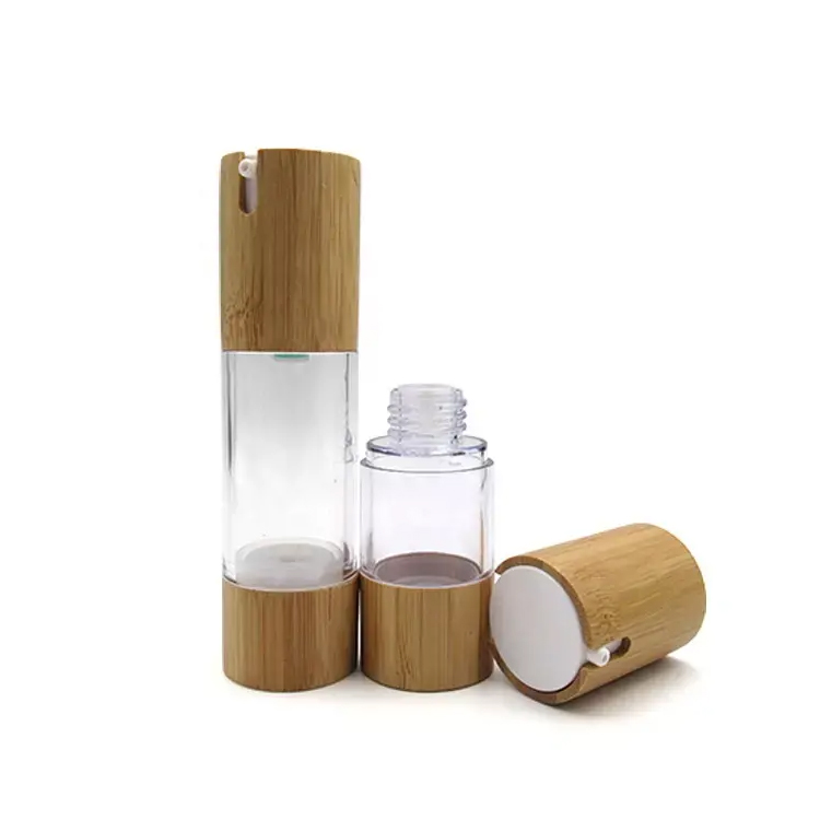 Nature Bamboo Plastic Dispenser Lotion Pump Airless Bottle