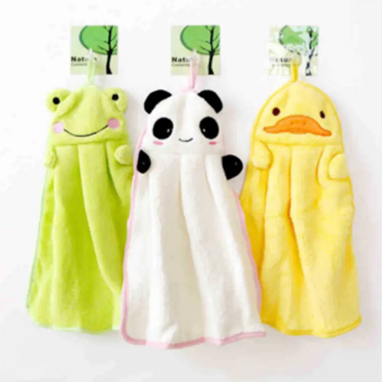 New Baby Square Plush Bath Baby Hand Animal Hanging Towel