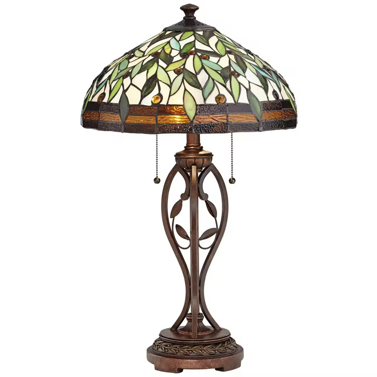 Nordic Antique Luxury Stained Glass Vintage Tiffany Desk Lamp