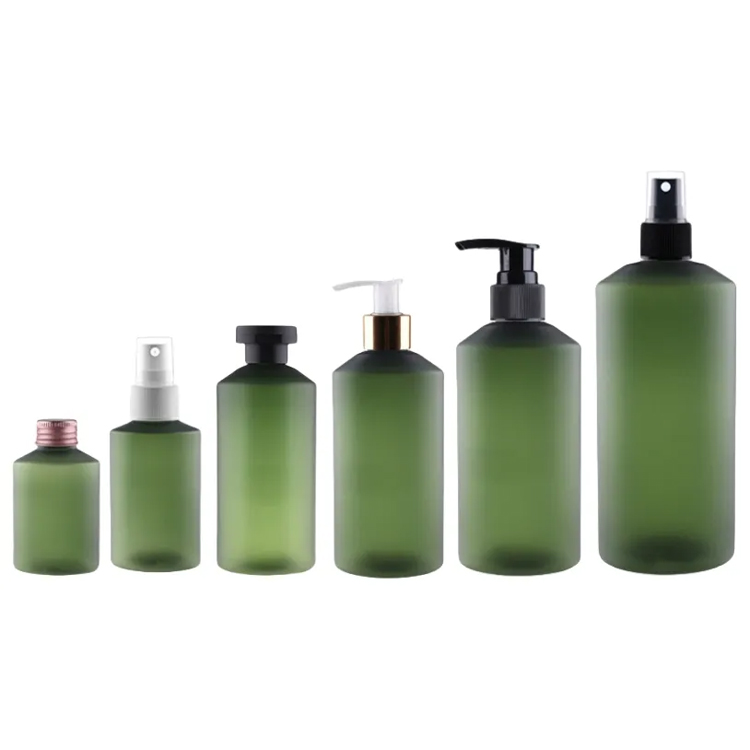 Oblique Shoulder Frosted Green Toner Shampoo Bottle