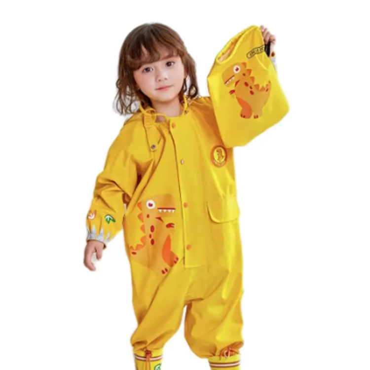 Outdoor Waterproof One-piece Cartoon Dinosaur Kids Rain Coat