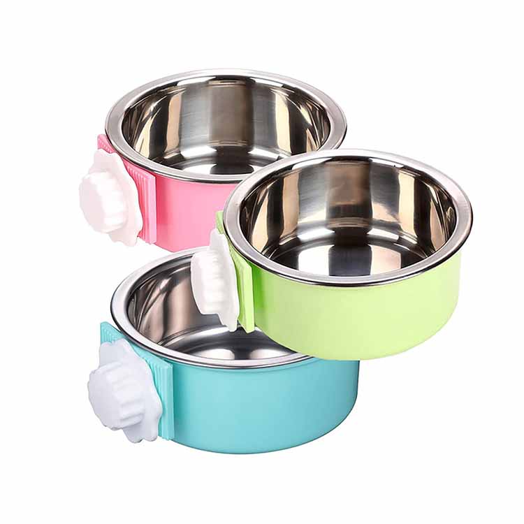 Removable Plastic Stainless Steel Pet Dog Crate Food Water Bowl