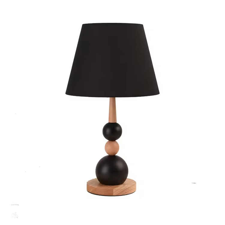 Simply Black Ball Retro Wood Bedside Minimal Table Lamp